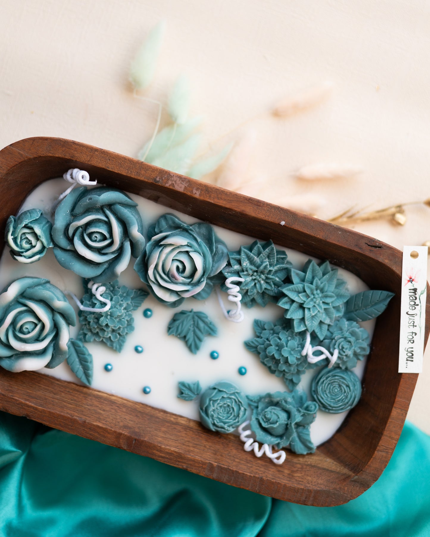 Teal Garden Luxe Candle Tray