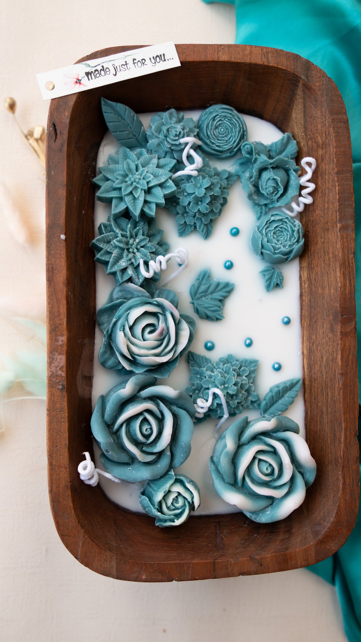Teal Garden Luxe Candle Tray