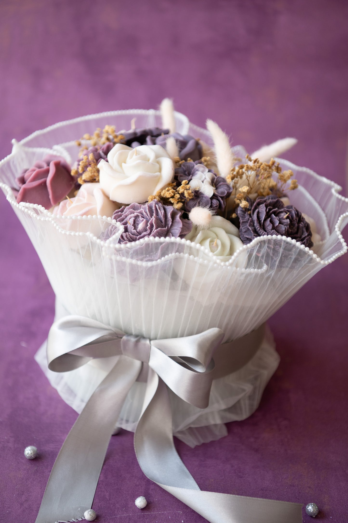 Moonlit Mauve Candle Bouquet