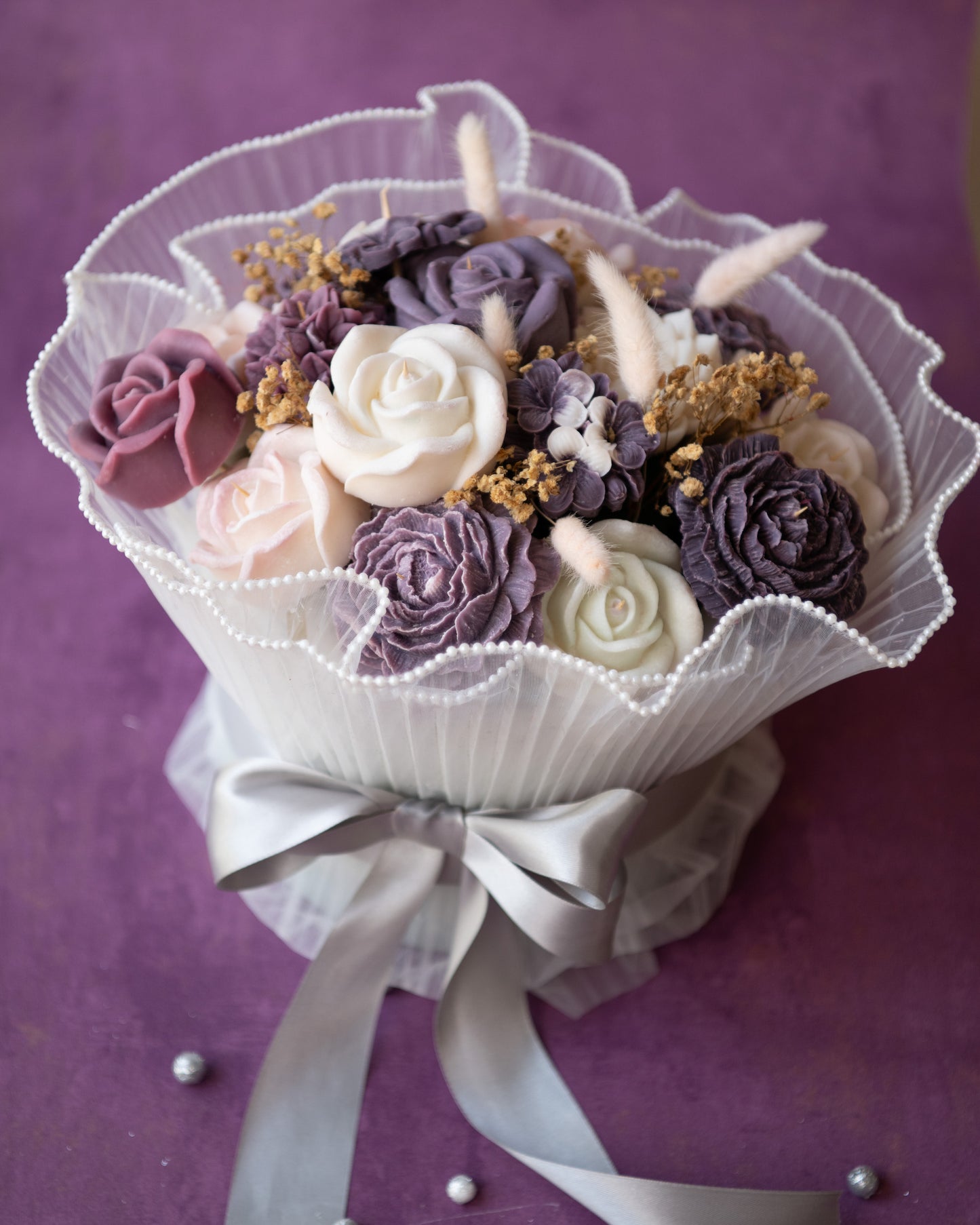 Moonlit Mauve Candle Bouquet