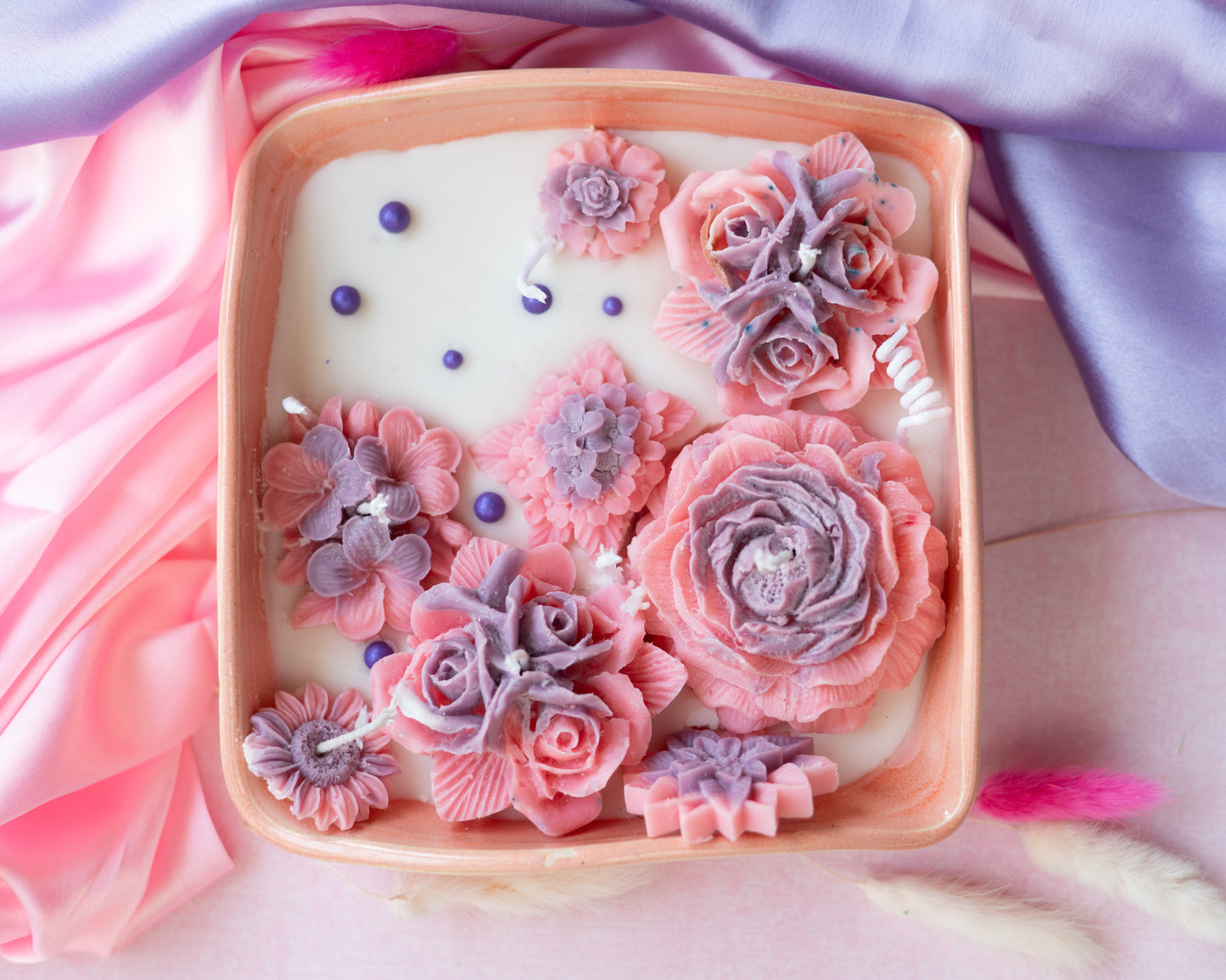 Whimsical Bloom Square Candle