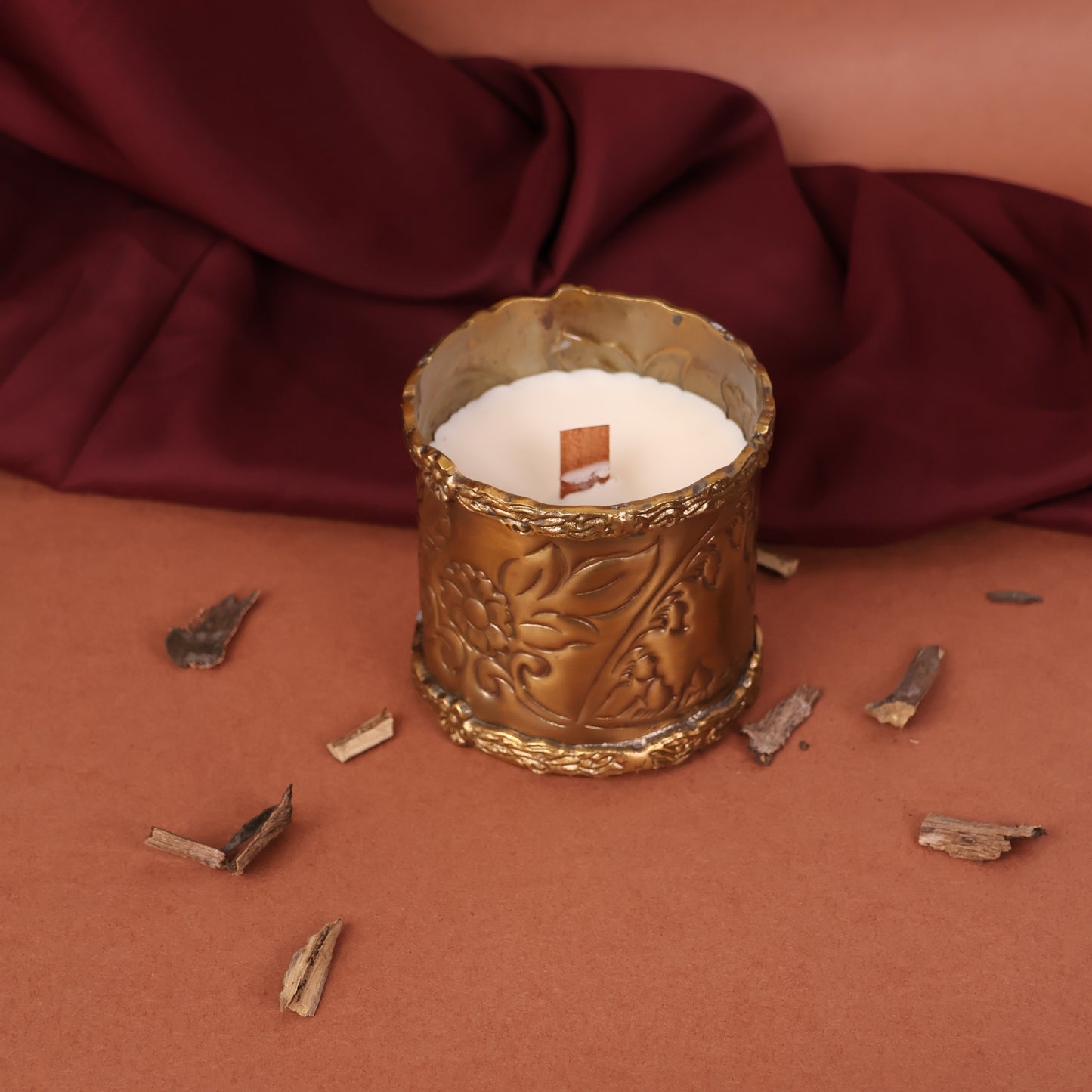 Golden Brass Blossom Jar Candle