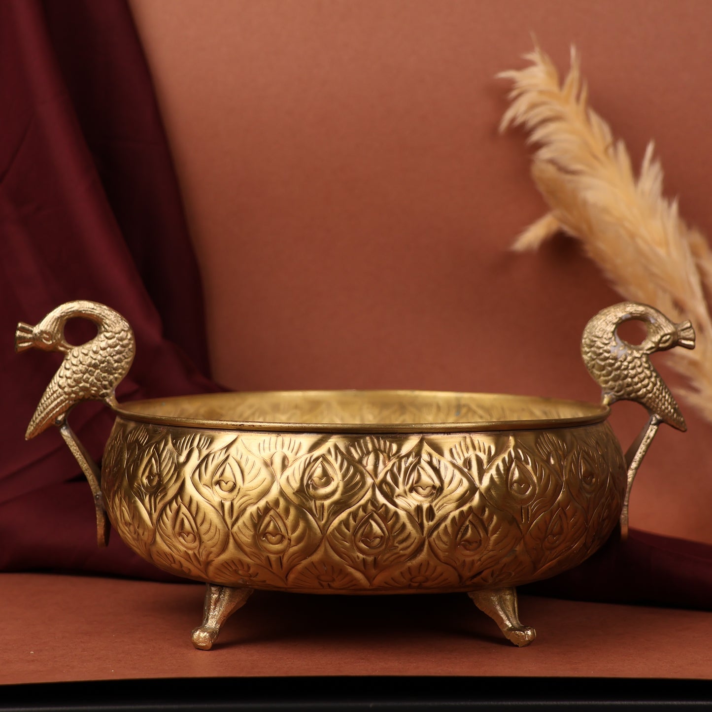 The Brass Majestic Peacock Urli Candle