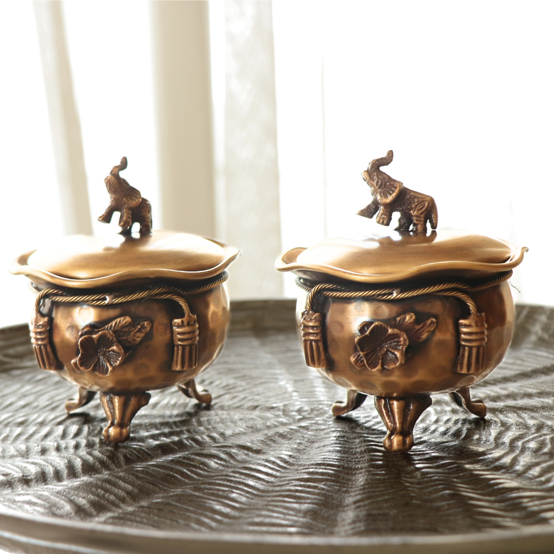 Twin Flames Candle - Pure Brass & Handcarved