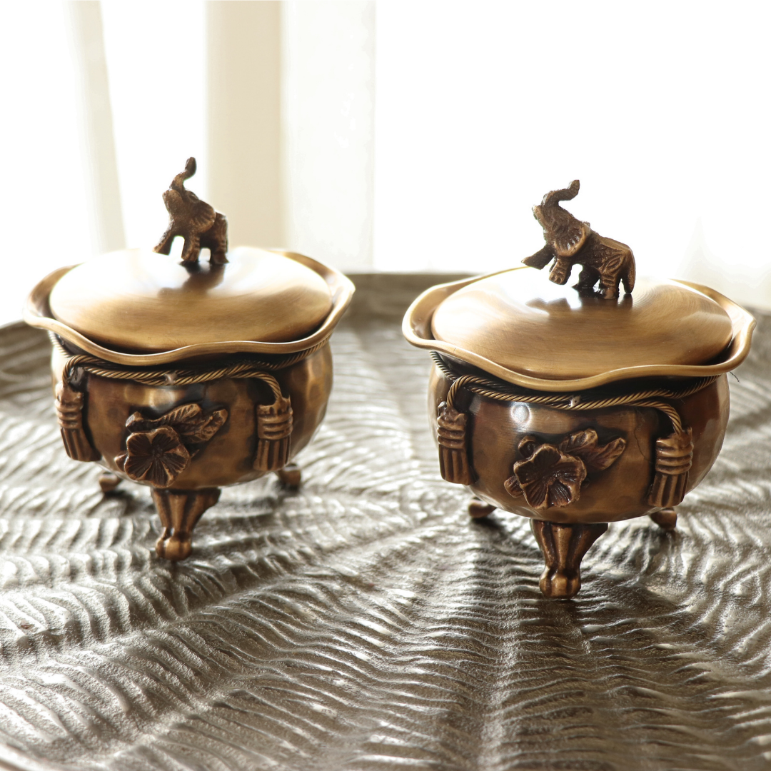 Twin Flames Candle - Pure Brass & Handcarved