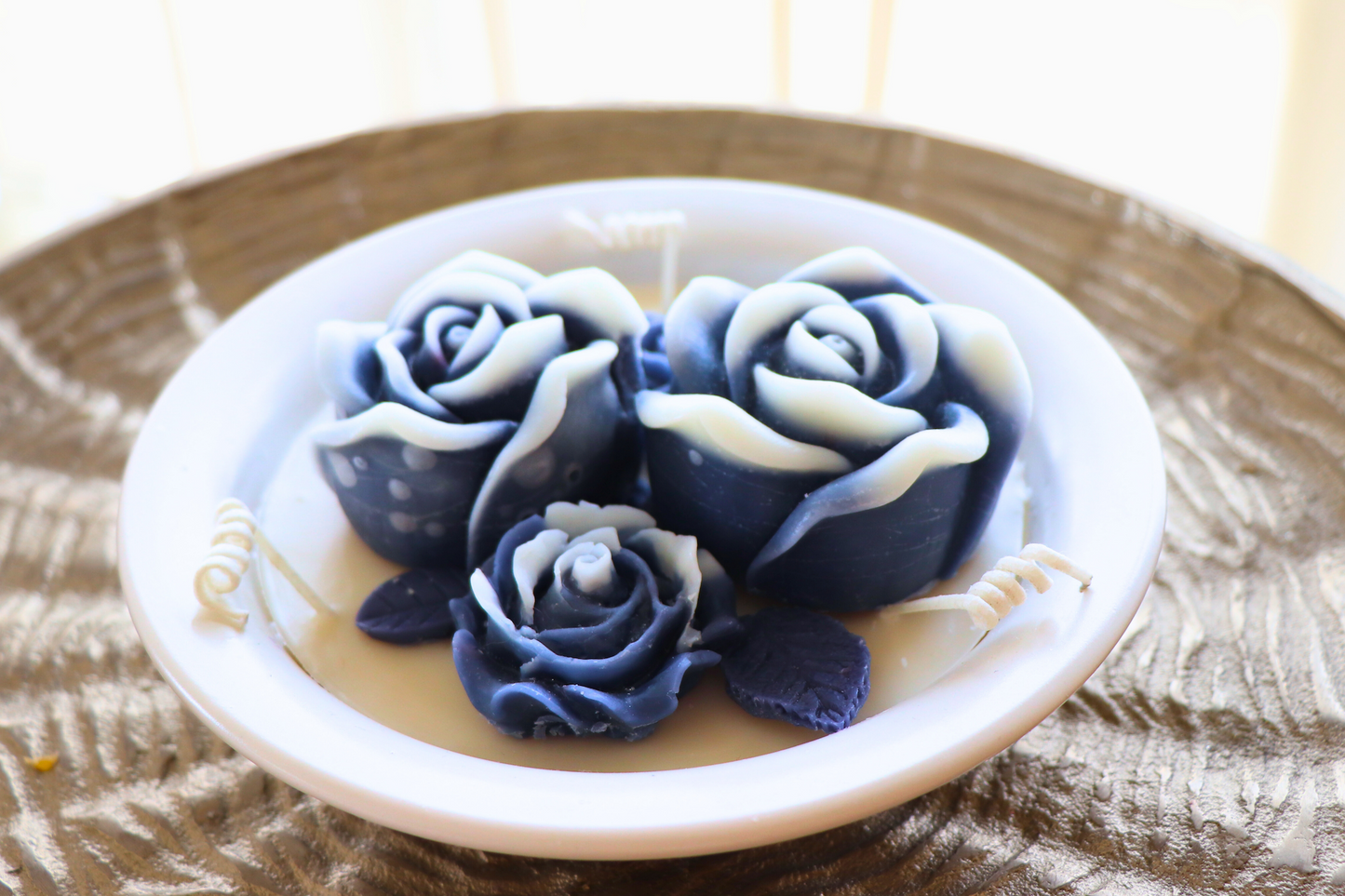Azure Blossom Plate Candle