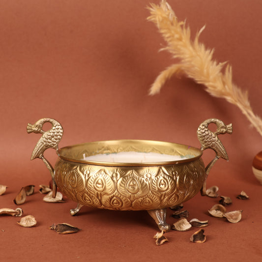 The Brass Majestic Peacock Urli Candle