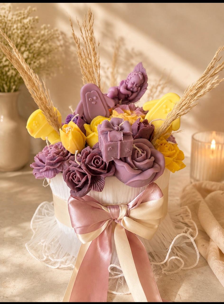 Lavender & Honey Baby Shower Candle Arrangement