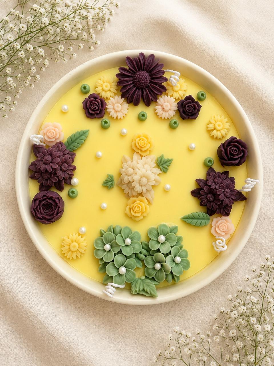 Golden Sunshine & Deep Plum Botanical Candle Tray