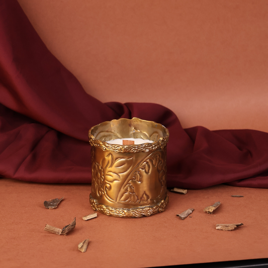 Golden Brass Blossom Jar Candle