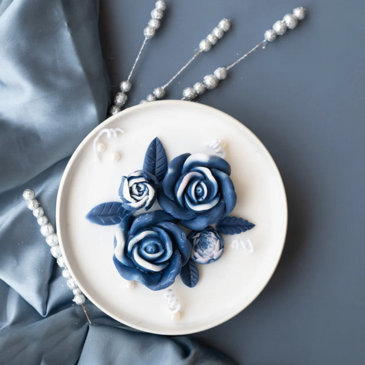 Azure Blossom Plate Candle