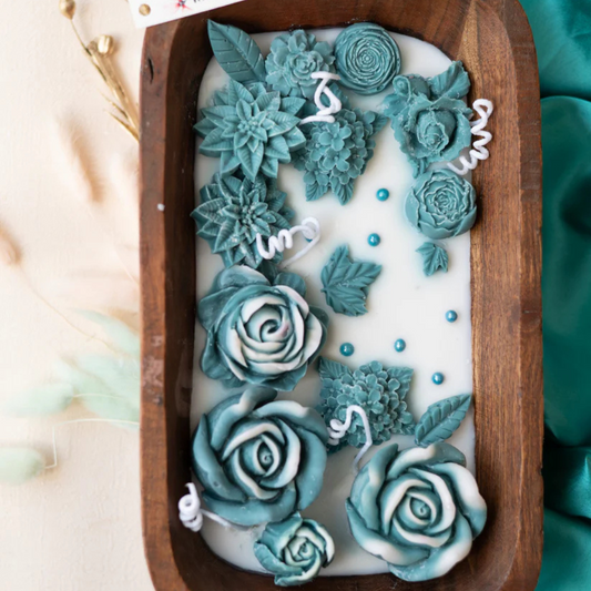 Teal Garden Luxe Candle Tray